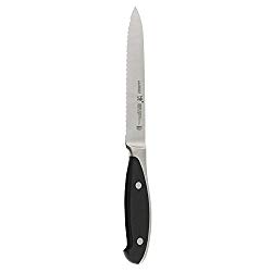 J.A. Henckels 16000-131 Forged Synergy Serrated Utility Knife, 5-inch, Black/Stainless Steel