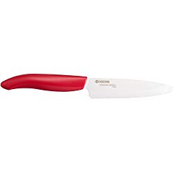 Kyocera Advanced Ceramic Revolution Series 4.5-inch Utility Knife, Red Handle, White Blade