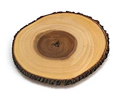 Lipper International 1030 Acacia Tree Bark Footed Server for Cheese, Crackers, and Hors D’oeuvres, Large