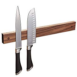 Powerful Magnetic Knife Strip, Solid Wall Mount Wooden Knife Rack, Bar. Unique gift Made in USA (Walnut, 16″)