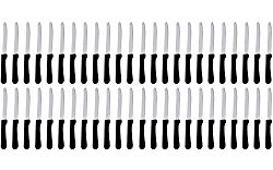 (Set of 48) 5-Inch Blade Steak Knives, Stainless Steel Rounded Serrated Blade Steak Knives with Plastic Handles for Restaurants