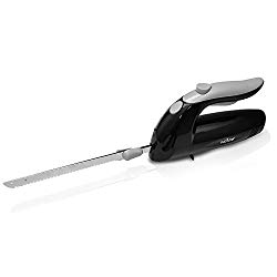 Upgraded Premium NutriChef Electric Knife – 8.9″ Carving Knife, Serrated Blades, Lightweight, Ergonomic Design Easy Grip, Easy Blade Removal, Great For Thanksgiving, Meat & Cheese, Black – PKELKN8