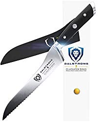 DALSTRONG Serrated Offset Bread & Deli Knife – Gladiator Series- 8″- German HC Steel – Guard Included