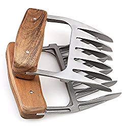 Metal Meat Claws, 1Easylife 18/8 Stainless Steel Meat Forks with Wooden Handle, Best Meat Claws for Shredding, Pulling, Handing, Lifting & Serving Pork, Turkey, Chicken, Brisket (2 Pcs,BPA Free)