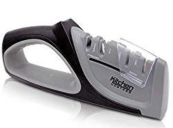 Professional Knife Sharpener by Kitchen Hostess – Great for Standard and Japanese Chef, Paring, Butcher & Pocket Knives – Easily Hones, Sharpens & Polishes Premium Steel – Safety Glove Included