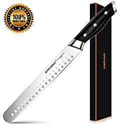 SPEVORIX Slicing Carving Knife, Premium 9″ High Carbon Stainless Steel Razor Ultra Sharp Kitchen Slicer Knife with Granton Edge …