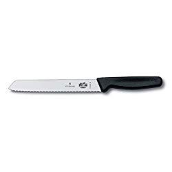 Victorinox Cutlery 7-Inch Wavy Edge Bread Knife, Black Fibrox Handle