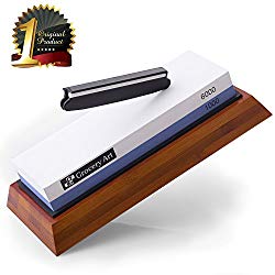 Whetstone Knife Sharpener – Knife Sharpening Stone – Waterstone 1000-6000 Grit with Non-Slip Bamboo Base and Angle Guide – Best Wet Stone Kitchen Knives Sharpening Kit
