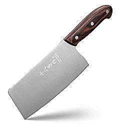 Chinese Kitchen Knife Meat Cleaver Vegetable Knife 6.7-inch Stainless Steel, Wooden Handle with Moderate Weight