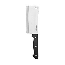 Farberware 5099709 Stamped Triple Rivet High Carbon Stainless Steel Kitchen Cleaver with Contoured Handle, 6-Inch, Black