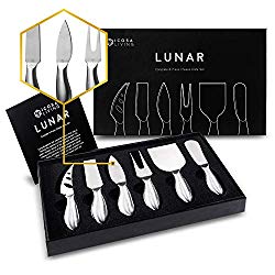 LUNAR Premium 6-Piece Cheese Knife Set – Complete Stainless Steel Cheese Knives Collection (Gift-Ready)