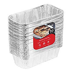 Aluminum Pans for Bread Loaf Baking (50 Pack) 8×4 Aluminum Foil Loaf Pan – 2 Lb Bread Tins, Standard Size, Compatible with Roadpro 12 Volt Portable Stove – Perfect for Baking Cakes, Meatloaf, Lasagna