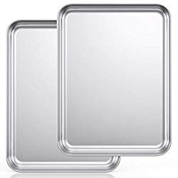 Baking Sheet Set of 2, Wildone Stainless Steel Baking Tray Cookie Pan, Size 20 x 14 x 1 Inch, Non Toxic & Heavy Duty & Easy Clean