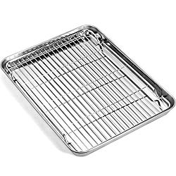 Baking Sheet with Rack Set, Umite Chef Stainless Steel 16 x 12 x 1 Inch Cookie Sheet Baking Pans with Cooling Rack, Cookie Pan with Rack Non Toxic & Healthy, Easy Clean & Heavy Duty, Dishwasher Safe