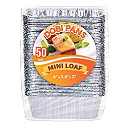 DOBI (50 Pack) Mini Loaf Baking Pans – Disposable Aluminum Foil 1lb Small Bread Tins, 6″ X 3.5″ X 2″
