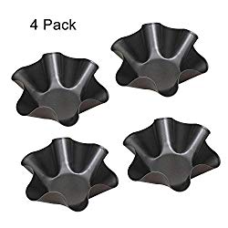 Hinmay Non-Stick Fluted Tortilla Shell Maker Extra Thick Steel Taco Salad Bowl Pans, Non-Stick Carbon Steel, Set of 4 Tostada Bakers