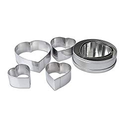 Homy Feel Heart-shaped Cookie Biscuit Cutter Set 6 Valentine Pastry Donut Cutter Set Heart Cookie Cutters Baking Metal Ring Molds