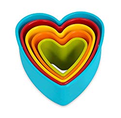Internet’s Best Heart Cookie Cutter – Set of 5 – Heart Shaped Biscuit Sandwich Fondant Cutter Set – Multi Size and Color – Kid Friendly