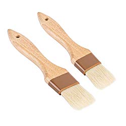 Set of 2 Pastry Brushes, 1-Inch and 1 1/2 -Inch Width Pastry Brushes with Boar Bristles and Lacquered Hardwood Handles, Grill BBQ Sauce Baster Baking Cooking Marinade Brushes