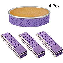 4-Piece Bake Even Strip,Cake Pan Strips,Cake Pan Dampen Strips,Cake Pan Strips, Super Absorbent Thick Cotton,Keeps Cakes More Level and Prevents Crowning with Cleaner Edges for a Professional Look