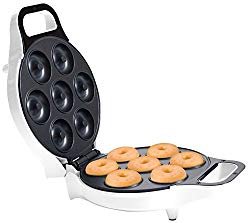 Chef Buddy 82-KIT1066 Mini Donut Maker-Electric Appliance Machine to Mold Little Doughnuts Using Batter/Mix-Bake Chocolate, Glazed, and More Flavors, Normal, White