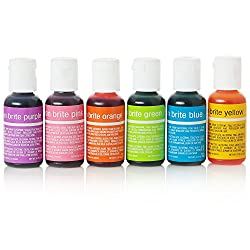 Chefmaster Neon Food Coloring, 6-Pack Neon Food Colors in Yellow, Green, Blue, Purple, Orange & Pink, 0.70 oz. Neon Food Coloring Gel Kit for Decorating, DIY Crafts & More