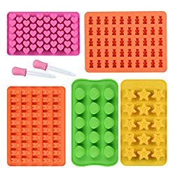 Chocolate Molds Gummy Molds Silicone – Candy Mold and Silicone Ice Cube Tray Nonstick Including Hearts, Stars, Shells