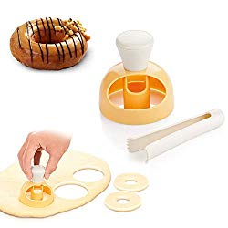Donut Cake Mould with Dipping plier, DIY Doughnut Cutter Biscuit Stamp Mould Desserts Cutter Maker Mold Kitchen Baking Tool