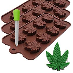 Marijuana Cannabis Candy Mold Pot Leaf Silicone Trays for Chocolate Gummies Party Novelty Gift Molds, 3 Pack