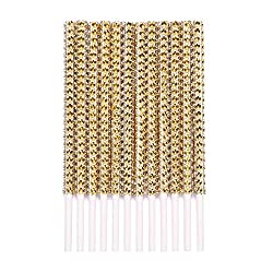 Rhinestone Bling Paper Cake Pop Sticks for Lollipop Cakepop Apple Candy Buffet Treat Party Favor 6 inch (Gold, 24 count)
