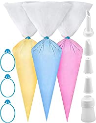 Weetiee Pastry Bag – 100 Pieces 16 Inch [Extra Thick] Disposable Piping Bags Set with 8 decorating tips, 1 coupler and 3 Bag Ties for Cake Decorating Royal Frosting